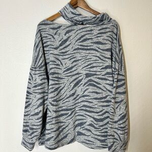 Terra & Sky Off-the-Shoulder Zebra Sweater